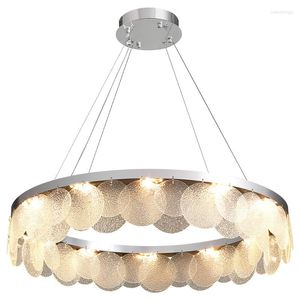 Chandeliers Modern Style Design LED Ceiling Lamp Living Room Bedroom Dining Kitchen Round Glass Silver Luster Chandelier Light Lighting