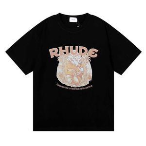 Herr t-shirts topp hantverk rhudes sommar mode new meichao rhude ört växt enkel färgtryck ren bomull casual kort hylsa t-shirt för män och kvinnor