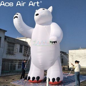 Enorme urso polar inflável em pé branco com mascote de desenho animado de luz led para decoração de festival de eventos