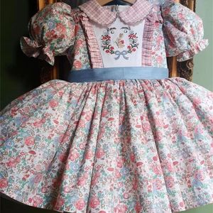Платья девушки 0-12Y Baby Girl Summer Floral Rabbit Emelcodery Turkish Vintage Lolita Princess Ball Hown для дня рождения праздничный повседневной Eid 230615