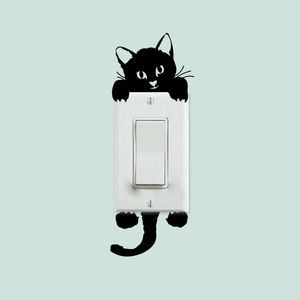Komik Sevimli Kedi Anahtarı Çıkartmaları Duvar Sticker Çocuk Odası Ev Dekorasyon Yatak Odası Salonu Dekor Hayvanları Çıkarılabilir Çıkarılabilir