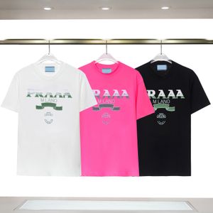 デザイナーメンズアンドレディースTシャツ高品質23年春/夏の新しいグラジエントレターロゴ刺繍ティーブラックホワイトローズレッドカップルTシャツ