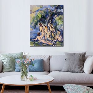 Canvas Art Paul Cezanne Målar badare handgjorda konstverk livliga dekor för vinkällare