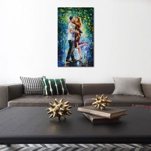 Pintura de parede em tela contemporânea Rainy Kiss pintura de paisagem artesanal decoração de casa nova