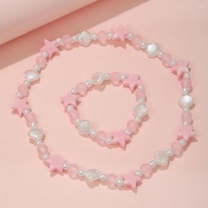 Halsband Stern Pentagramm Muschel Perlen Halskette süß süß romantisch Charm elastisches Armband ästhetisches Mode-Set Schmuck für Frauen