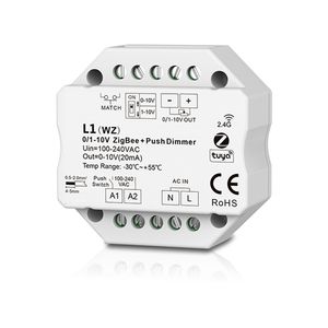 100-220VAC 1CH 0/1-10V ZigBee RF Push Dimmer L1(WZ) Tuya APP Cloud Controller DIP Switch For Single Color LED Strip Lights