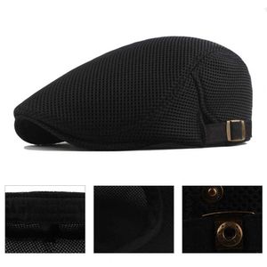 Berets Innovative Beret Cap Convenient Polyester Hollow Washable Men Beret Cap Portable Men Cap for Friends Z0616