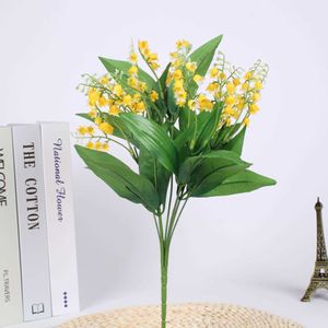 Simulação de flores secas, sinos de vento, decoração de mesa para casa, sala de estar, adereços de casamento, flor artificial falsa, lírio do vale de plástico