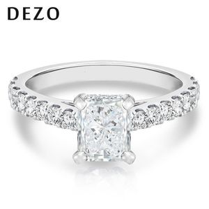 Solitaire Ring Dezo Radiant Kesim 1.5 CT Nişan VVS1 D Renk 925 STERLING Gümüş Kadınlar Evlilik Yıldönümü Takı 230616