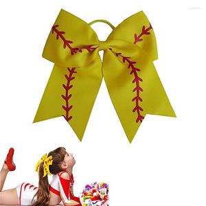 Hair Accessories 2 Pces "SOFTBALL Glitter" Cheer Bow Pony Tail 3 Inch Ribbon Girls Cheerleading Baseball Game Team Yellow Sports