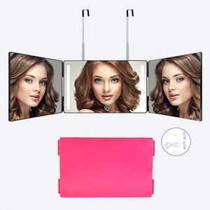 Compact Mirrors Makeup Mirror Trifold 360 Degree Hanging Full View Height Extend Bathroom Tri fold Hairstyle Self Cut Shaving 230615