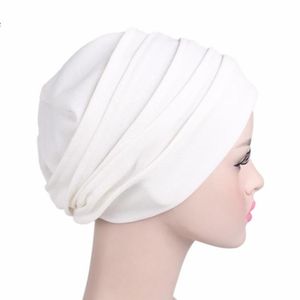 Elastic Fashion Turban Hat Solid Color Women Warm Winter Headscarf Bonnet Inner Hijabs Cap Muslim Hijab Femme Wrap Head BeanieSku6276e