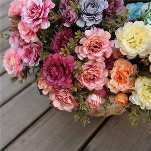 Fiori secchi In un nuovo bouquet di 14 peonie artificiali, rose tea, camelie, fiori finti in seta, possono essere utilizzati nel giardino domestico fai-da-te