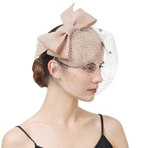 Hochzeit Haarschmuck Braut Hochzeit Kopfbedeckung Champagner Kopfbedeckung Haarspange für Cocktail Fascinator Hut für Frauen Eleganter Haarschmuck Schleier Chapeau 230615