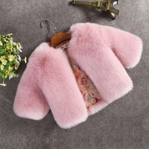 Jackets High Quality! Little Girls Winter Coats Toddler Faux Fur Fluffy Outwear For Baby Girl Long Sleeve Kid Warm Coat