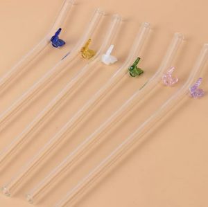 Reutilizável Eco Cogumelo borosilicato Canudos de vidro Resistência a alta temperatura Transparente Curto Reto Leite Cocktail Palhinha G0616