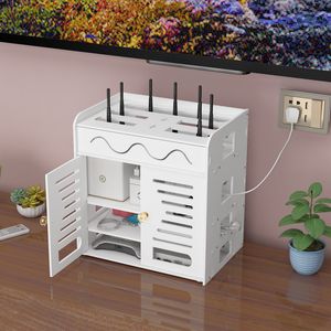 Badezimmerregale, 2 Funktionen, kabelloser WLAN-Router, Aufbewahrungsbox, Wandregal, zum Aufhängen an der Schreibtischplatte, Steckerbrett, Halterung, Kabel-Organizer 230615