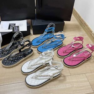 Thong läder sandaler sommarplattform tofflor halmskor diamant ankellägenheter flip flops kedje rem låga klackar glider loafer