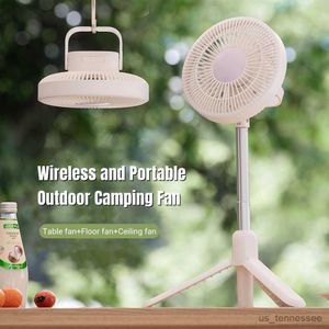Electric Fans Outdoor Portable Telescopic Floor LED Camping Remote Control USB Rechargeable Air Ventilator Table R230616