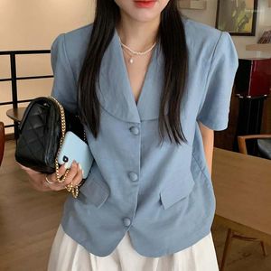 Women's Jackets High Street Short Sleeves Loose All-Match Office Lady Feminine Minimalist Brief OL Prom Stylish Elegant Chic Blazers