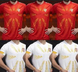 23-24 Północna Macedonia Dostosowana tajska jakość piłki nożnej Pandev 10 Bardhi 17 Trickovski 7 Alioski 8 Kingcaps Custom Wear Dhgate