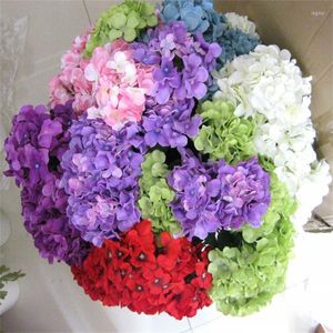 Flores decorativas 7 cabeças hortênsia artificial buquê de flores de seda festa de casamento roadway falsa mão segurando faça você mesmo planta de decoração de mesa para casa