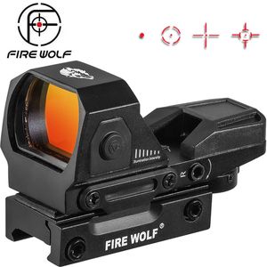 FIRE WOLF 1X22X33 Red Dot Sight Reflexvisier 4 Absehen Optik EIN/Aus-Schalter für 20mm Schienenmontage Airsoft Tactical Rifle Socpe