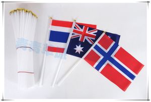Bandiera a mano con palo in legno all'ingrosso con stampa personalizzata del tuo LOGO