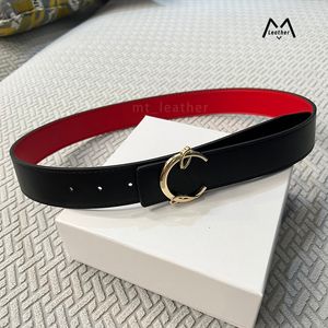 Belt man designer for woman black red reversible waistband width 3.8cm fashion casual style Gold Silver Smooth buckle red bottom leather 105-125cm wholesale