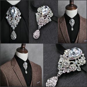 Bow Ties British Men Bowtie Cowboy Necklace Bolo Tie Women Elastic Band Strap Alloy Chic Bow Tie Bling Crystal Uniform Necktie 230615