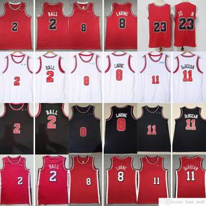 Nowa koszykówka 8 Zach 11 Demar Lavine DeRozan Jerseys Ed Lonzo 2 Ball Jersey City Red White Black Shirts