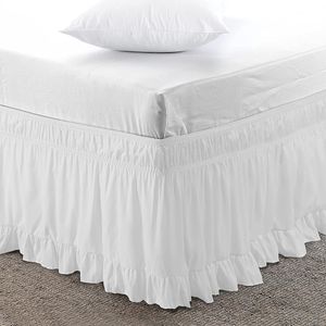 Set di biancheria da letto Princess Ruffled Bed Skirt Elastic Band Wrap Around Home Cover Senza superficie Couvre Lit White 230615