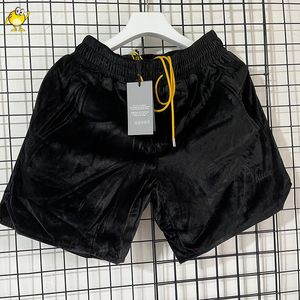 Velvet Shorts Mężczyźni Kobieta 2023 Streetwear 1 Wysokiej jakości swobodny rozciąganie żółte sznurka