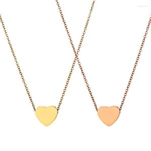 Pendant Necklaces Small Waterproof Stainless Steel Heart Gold Plated/Rose Color Simple Choker Love Charm Necklace Jewellery OnlyArt