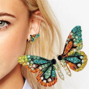 Rhinestone Butterfly Studörhängen Rainbow Crystal Insect Birthday Present