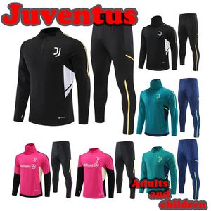 Juventus Tracksuit 2023 2024 Soccer Jerseys Pogba Di Maria Vlahovic Chiesa 22 23 24 Juventus Training Suit Men Kids Kit Football Kit Uniform Sportwear S-2XL