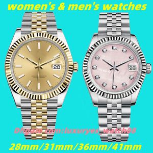 Fashion Luxury Mens Womens Watch 31mm36mm41mm Movimento meccanico Movimento al quarzo 28mm Catena in acciaio 904 Sapphire Specchio Impermeabile Night Glow Function161