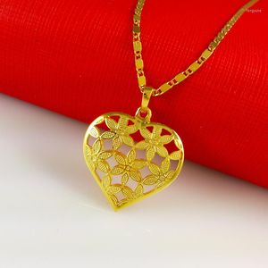 Pendant Necklaces Korea 24K Gold Plating Necklace Heart For Women Jewelry Gift