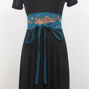 Bälten kinesiska vintage blomma broderier midjeband för kvinnor kostymer tyg självband midja eleganta korsetter cinturones para hombre