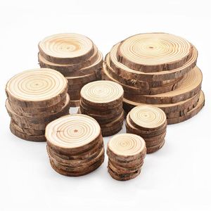 Narzędzia rzemieślnicze 312 cm Grube naturalne sosny okrągłe niedokończone kromki drewniane Kręgi z drzewem kory z bali tarczy DIY Crafts Wedding Paints Dhrzn