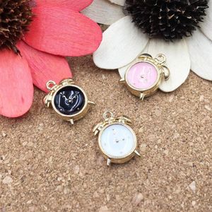 Pendant Necklaces 10pcs 12 12MM Oil Drop Charms Gold Tone Plated Enamel Metal Vintage Clock Shape Bracelet Necklace Earring Pendants