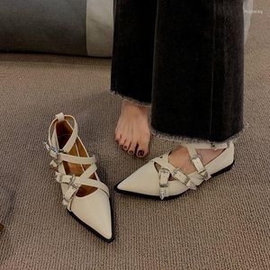 Sandals 2023 Brand Women's Fashion All-match Low Heels Casual Slip-on Shoes Pointed Toe Light Dress