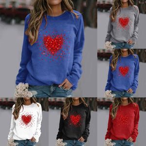 Abbigliamento da palestra N Camicia San Valentino Felpa da donna Girocollo Stampa cuore rosso Manica lunga Top casual Junior Giacche autunnali Donna