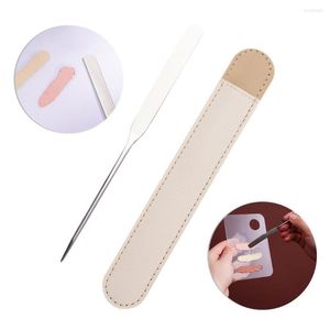 Makeup Brushes Sdotter Color Mixing Stick Of Foundation Make-up Shovel Stainless Steel Dual Heads Toner Spatula With PU Bag Transparent