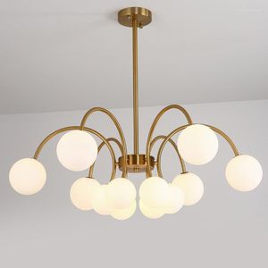 Lampadari Lampadario in vetro post moderno per soggiorno Sala da pranzo Bolla bianca nordica appesa Luminaria Lampada per interni Home Deco