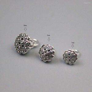 Chains 3PCS Real 925 Sterling Silver Pendant Lotus Charm Size 7mm 8mm 9mm Stamp S925