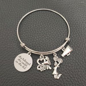 Bangle rostfritt stål Jag älskar att heja cheerleader som hon trodde kunde cheerleading charmarmband flickor smycken