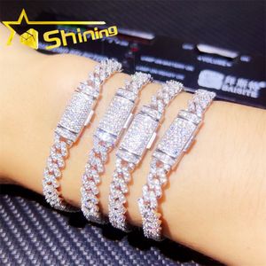 Heißes kubanisches Vvs-Moissanit-Diamant-Armband, Diamanttester, 925er Sterlingsilber, Hip-Hop, 6 mm, 8 mm, vereistes kubanisches Moissanit-Diamant-Kettenarmband
