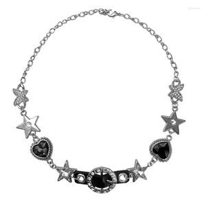 Catena Y2K dei monili 124A della catena della clavicola di stile punk della collana del choker della stella del cuore delle catene