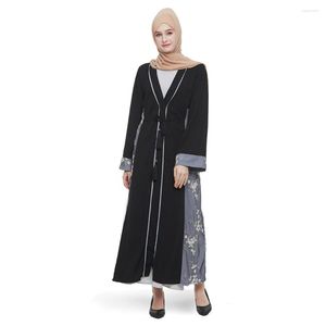 Roupas étnicas Abaya Dubai Turquia Muçulmano Hijab Vestido Feminino Bordado Floral Manga Comprida Islã Kaftan Robe Árabe Kimono Eid Al-Adha